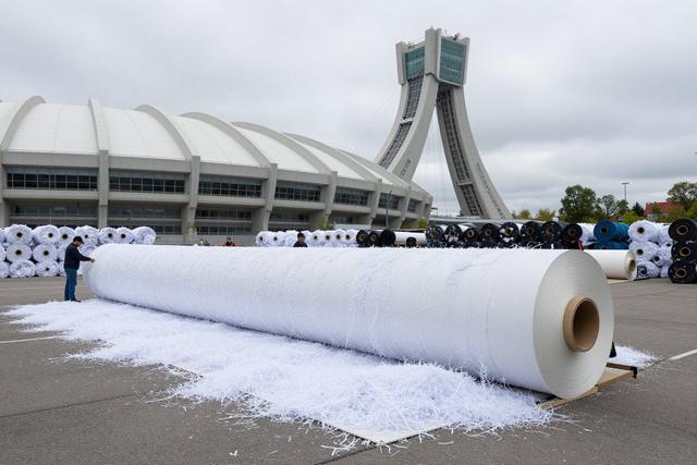 Most of Montreal Olympic Stadium Canvas Shredded, 15% Preserved