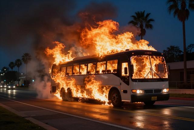 One Dead After Tour Bus Ignites on L.A. 60 Freeway