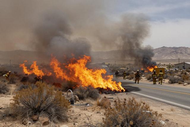 Firefighters Halt Hilary Brush Fire Near Palmdale