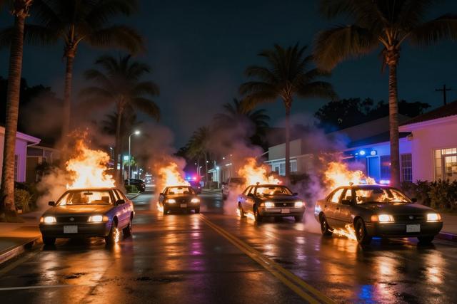 Four Vehicles Ignite on Homestead Street, Police Investigate