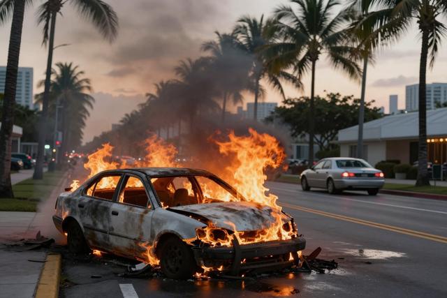 Elderly Driver Crash Sparks Fire, Two Injured in Miami Beach